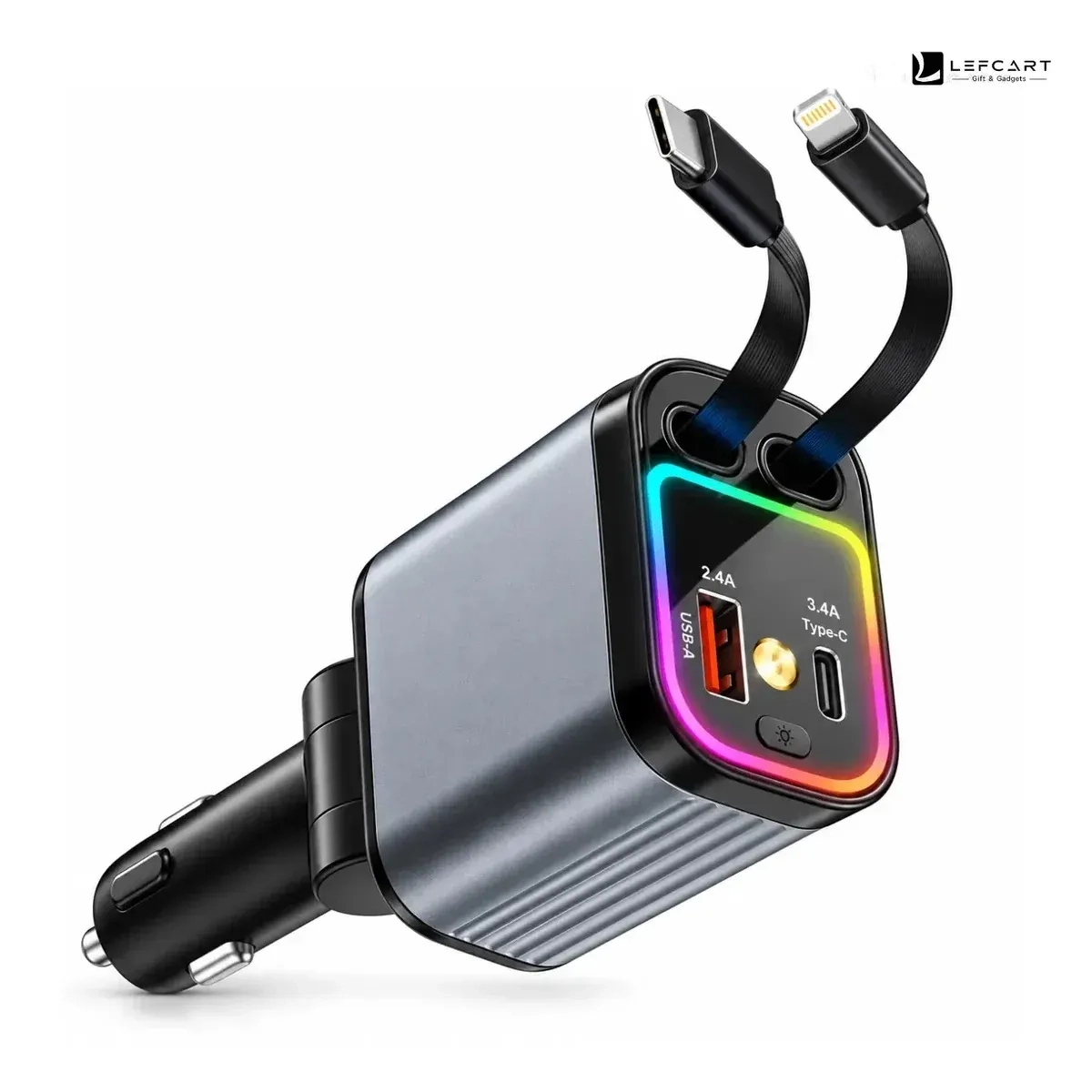 120W 4-in-1 Fast Car Charger with Starry Light 1
