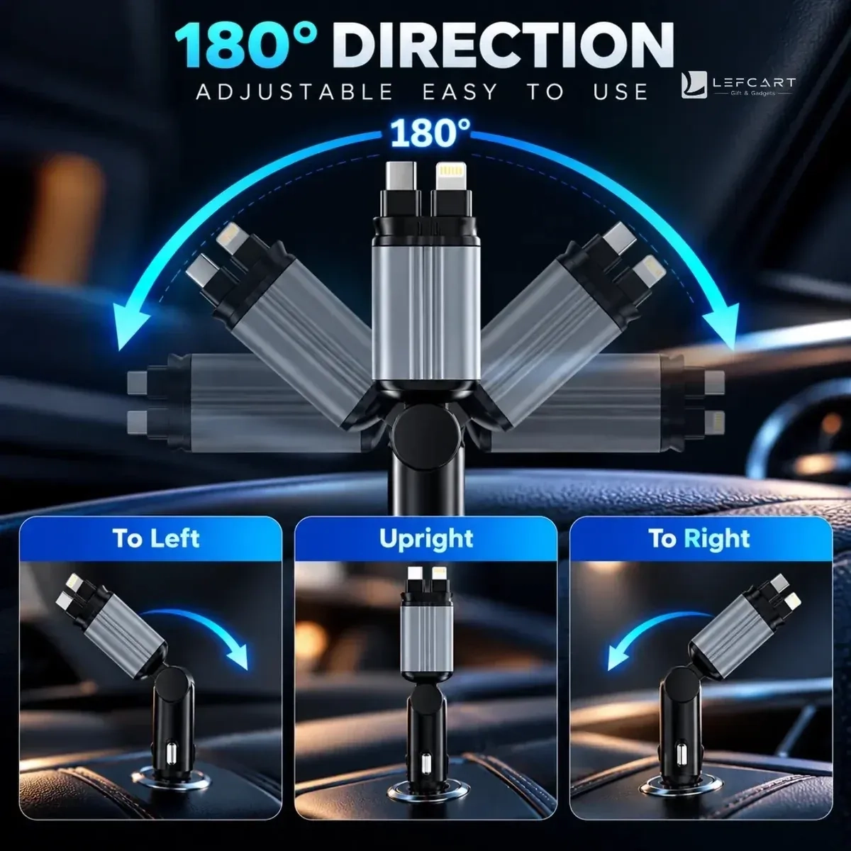 120W 4-in-1 Fast Car Charger with Starry Light 5