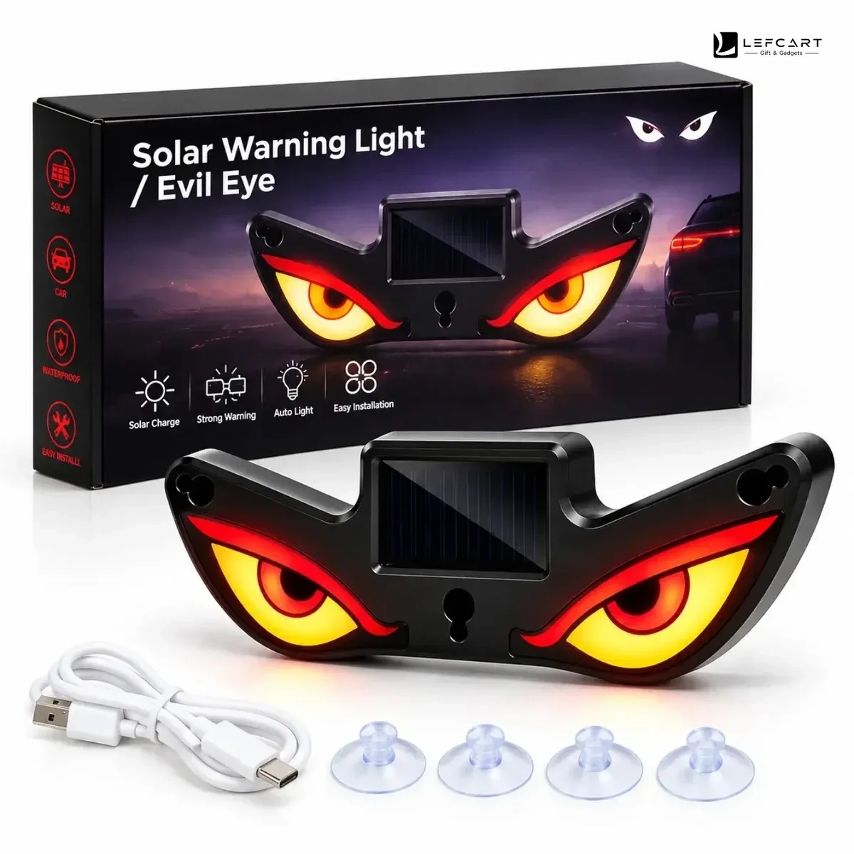Solar LED Devil Eye Light for Car Rear & Side Window 1