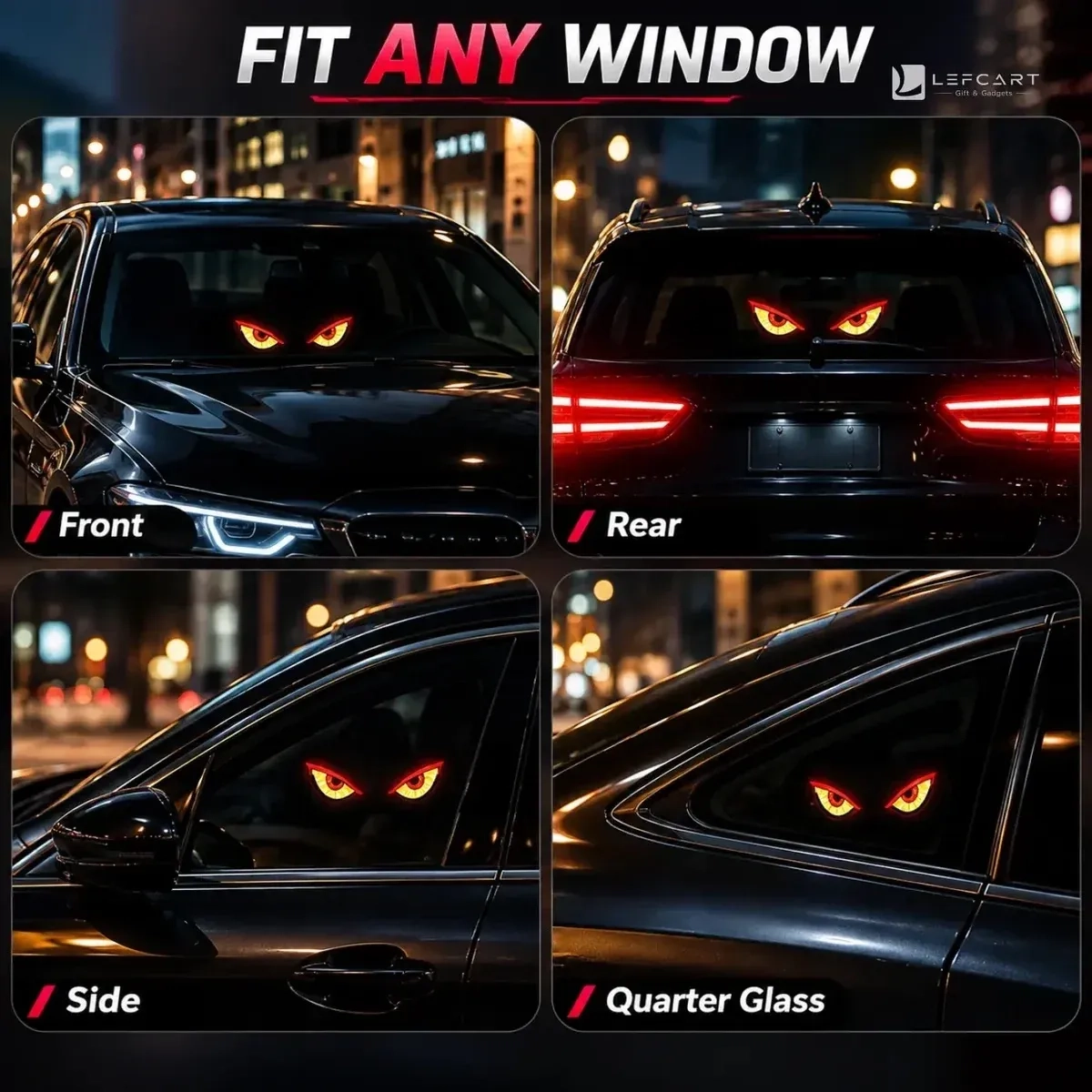 Solar LED Devil Eye Light for Car Rear & Side Window 3