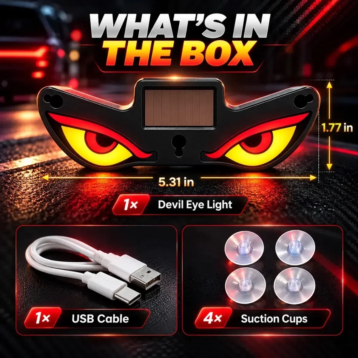 Solar LED Devil Eye Light for Car Rear & Side Window 5