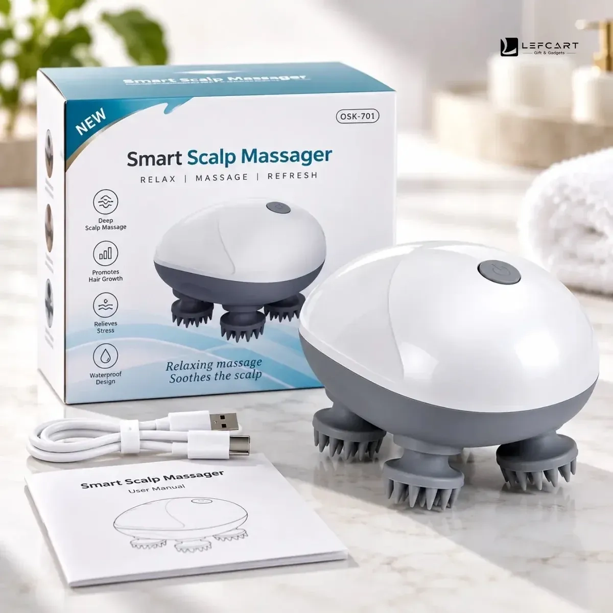 Electric Scalp Massager – 4-Head Rechargeable Head & Hair Massager 2