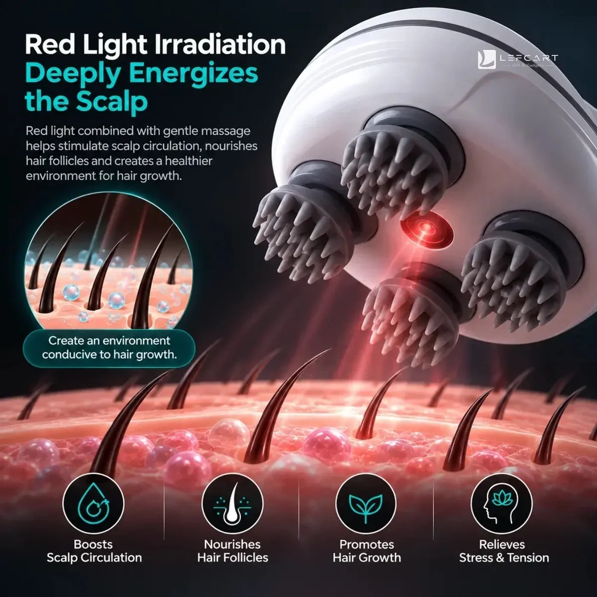 Electric Scalp Massager – 4-Head Rechargeable Head & Hair Massager 4