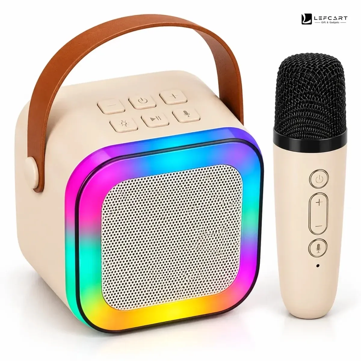 K12 Portable Bluetooth Karaoke Speaker with Wireless Mic & RGB Lights 1