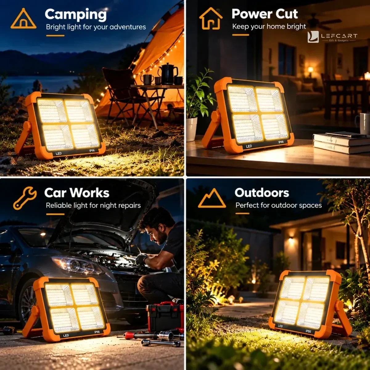 LED Flood Light – Solar 4-Panel Outdoor Light with Power Bank 3