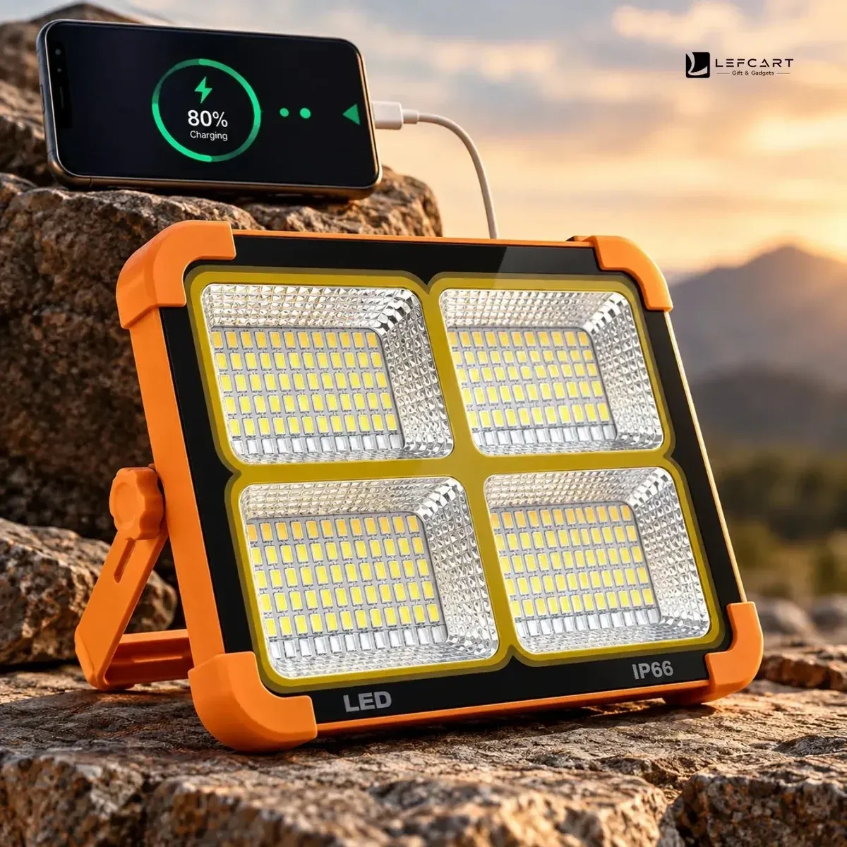 LED Flood Light – Solar 4-Panel Outdoor Light with Power Bank 2