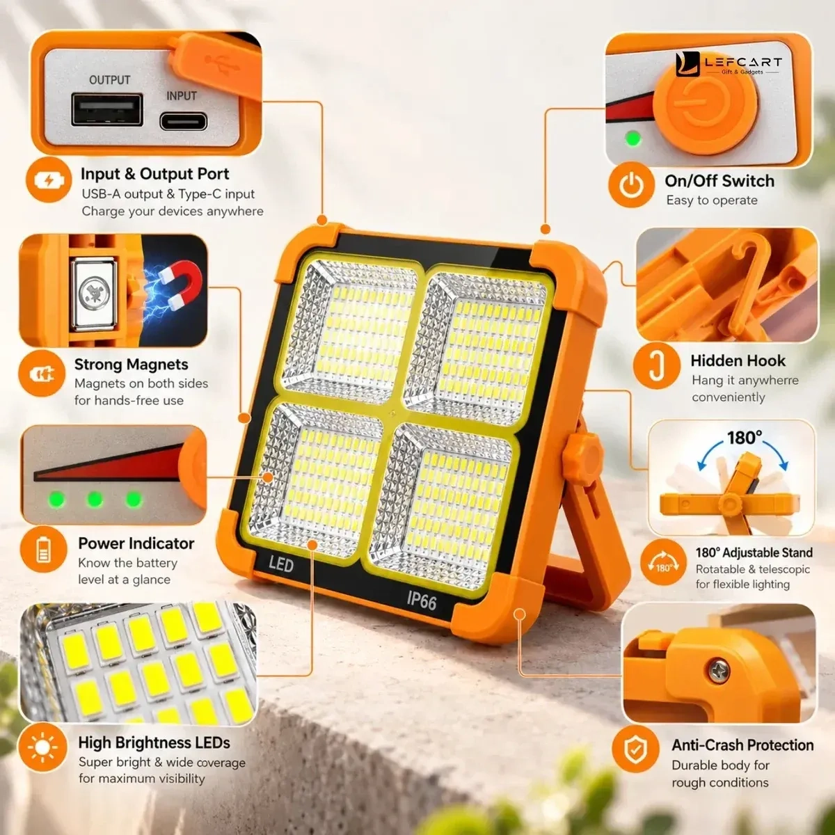 LED Flood Light – Solar 4-Panel Outdoor Light with Power Bank 4