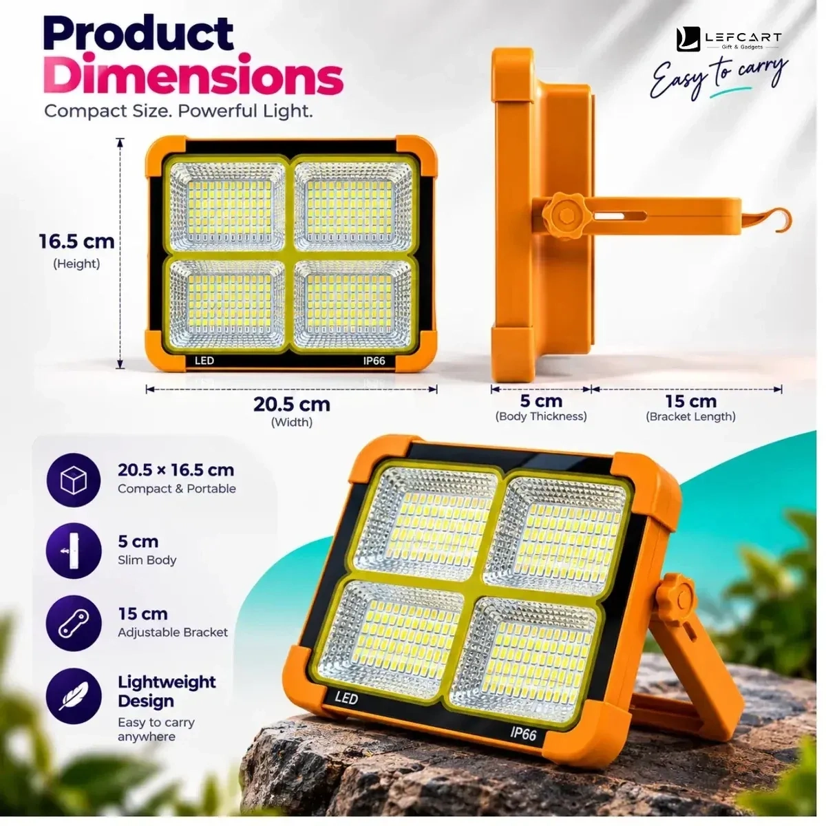 LED Flood Light – Solar 4-Panel Outdoor Light with Power Bank 5