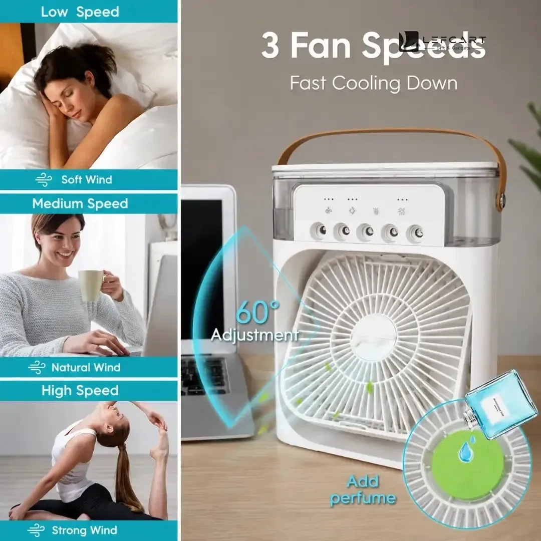 Mini Cooling Fan with Mist 3 in 1 Portable Air Cooler & Humidifier 4