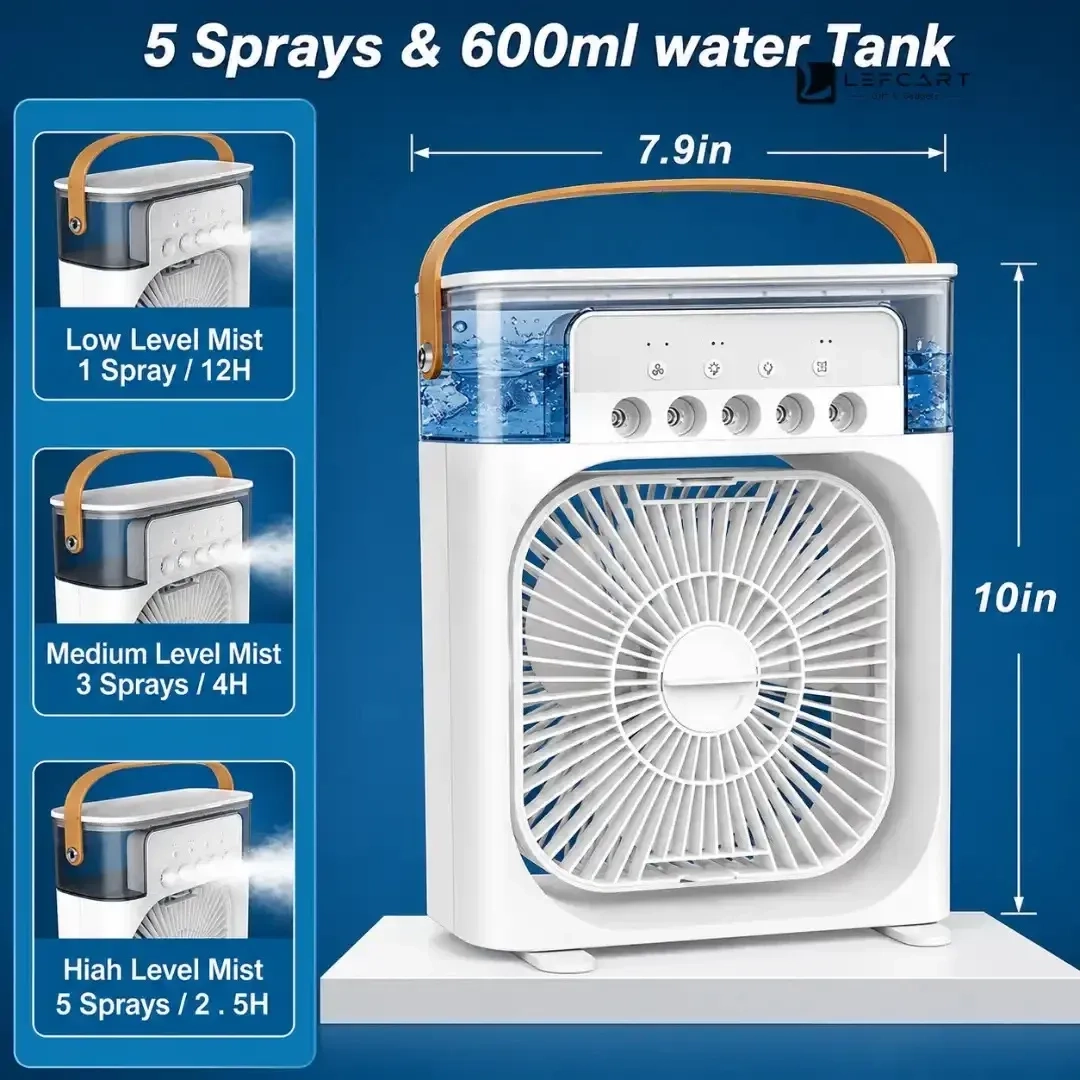 Mini Cooling Fan with Mist 3 in 1 Portable Air Cooler & Humidifier 5