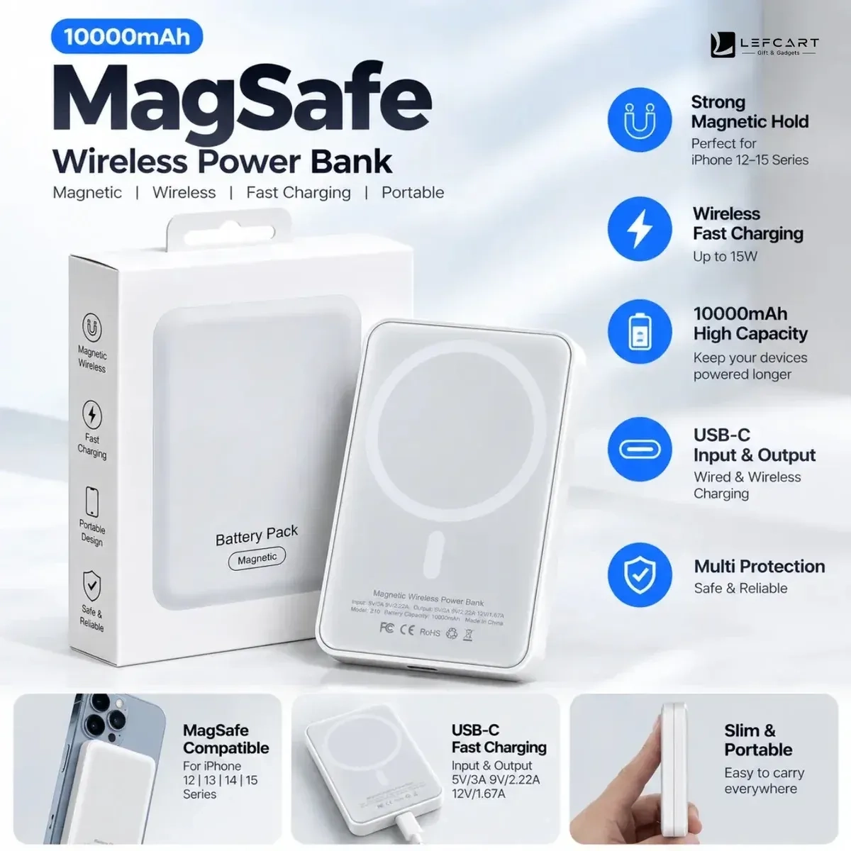 10,000mAh MagSafe Power Pack Magnetic Wireless Power Bank 2