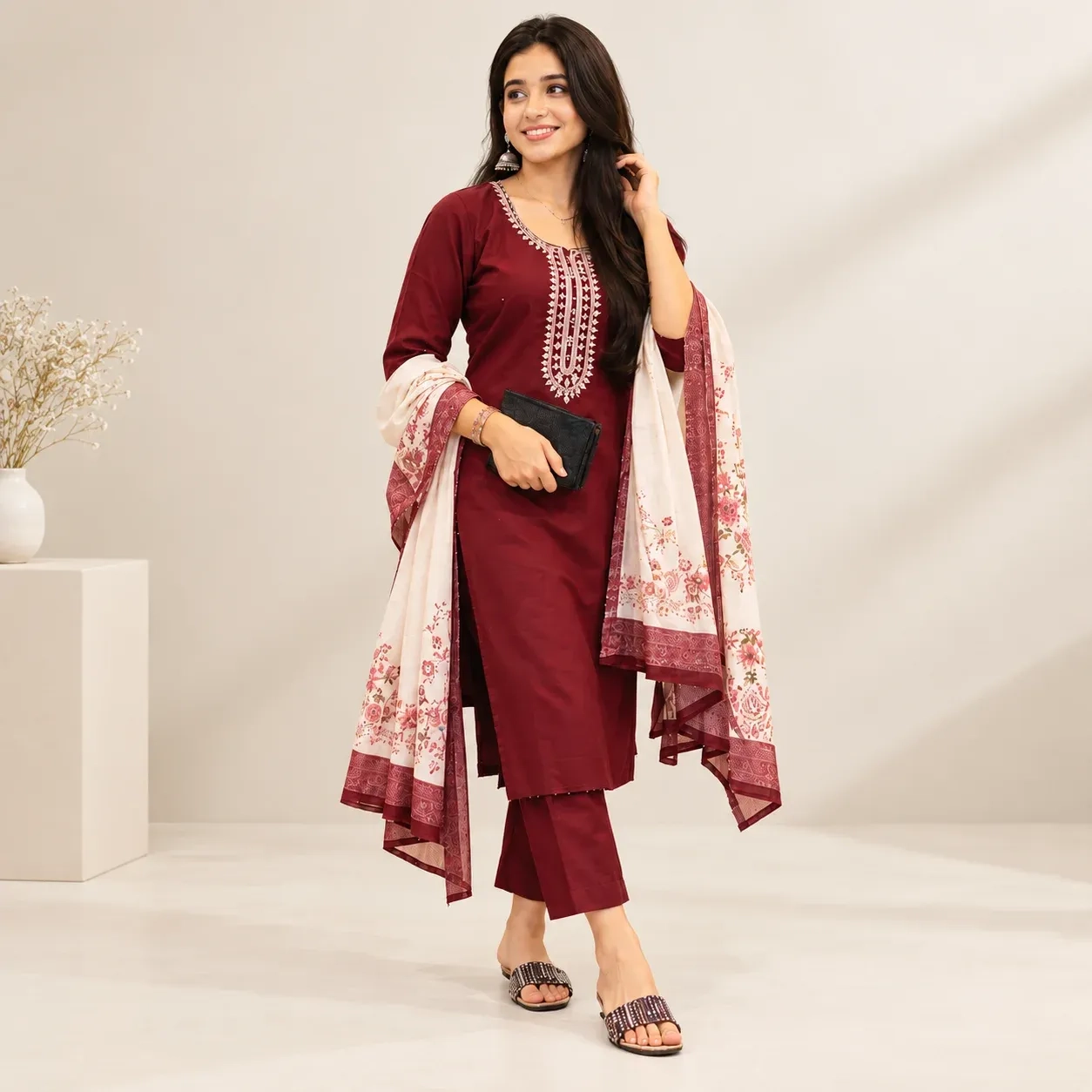 Cotton kurti Set With Dupatta.