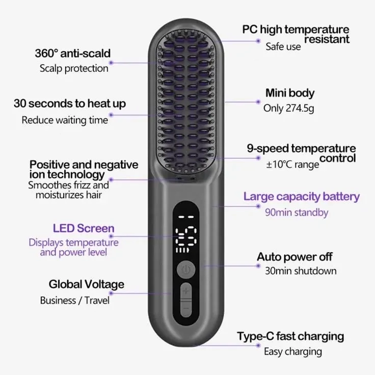 Cordless Hair Straightener Comb 3
