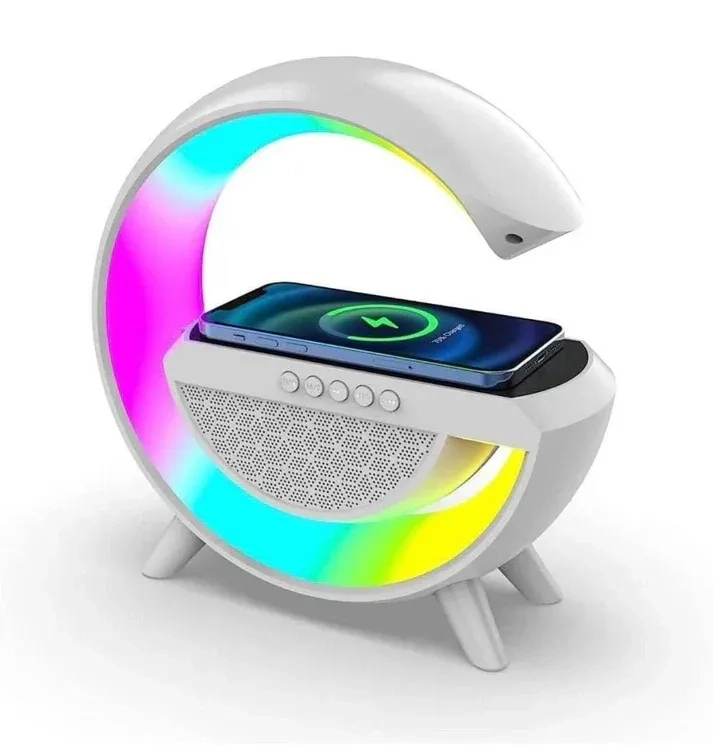 3-in-1 RGB LED Wireless Charging Speaker – Music Sync Ambient Light + Fast Qi Charger + Bluetooth Stereo Sound | Modern Bedside Lamp 1