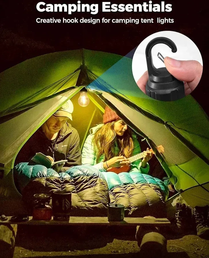 Rechargeable Camping Hanging Bulb, Waterproof LED Tent Light with USB Cable, 3 Modes Hanging Camping Lantern, Hanging Lamp for Hiking, Emergency 3