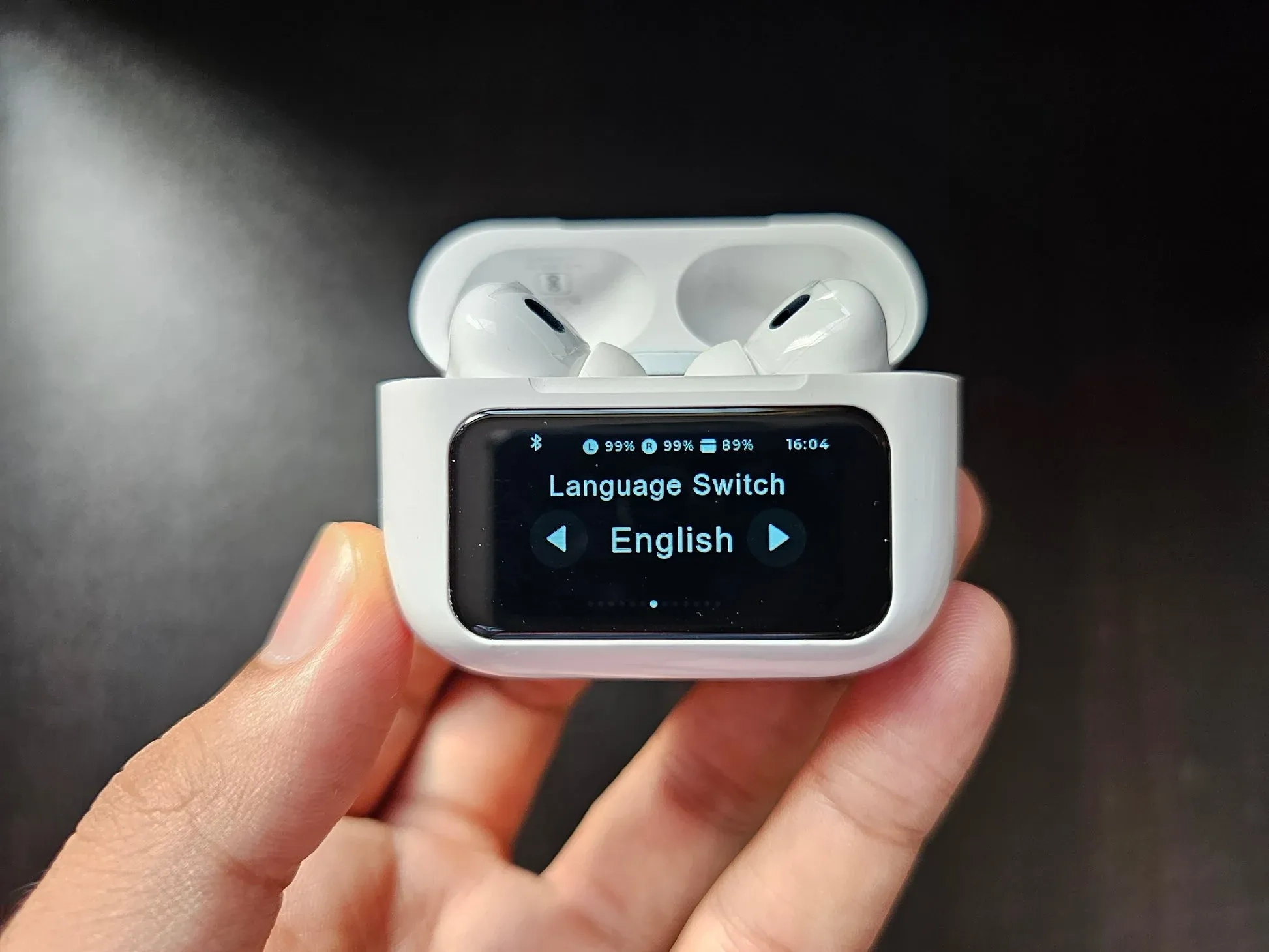 A9 Pro wireless earbuds with a smart touch screen display 3