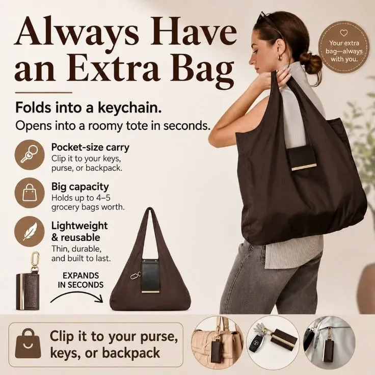 Expandable Keychain Tote Bag – Foldable Reusable Shopping Bag 2