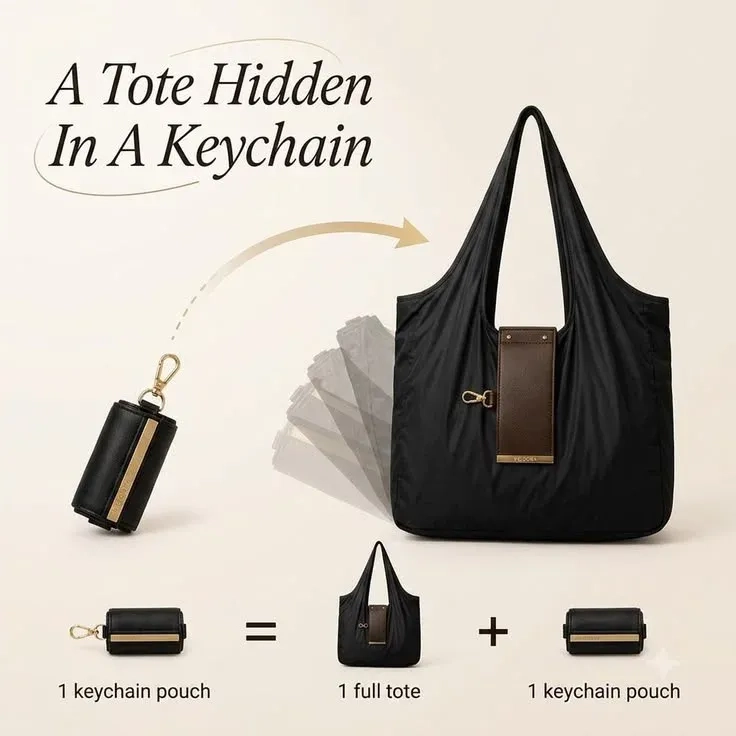 Expandable Keychain Tote Bag – Foldable Reusable Shopping Bag 3
