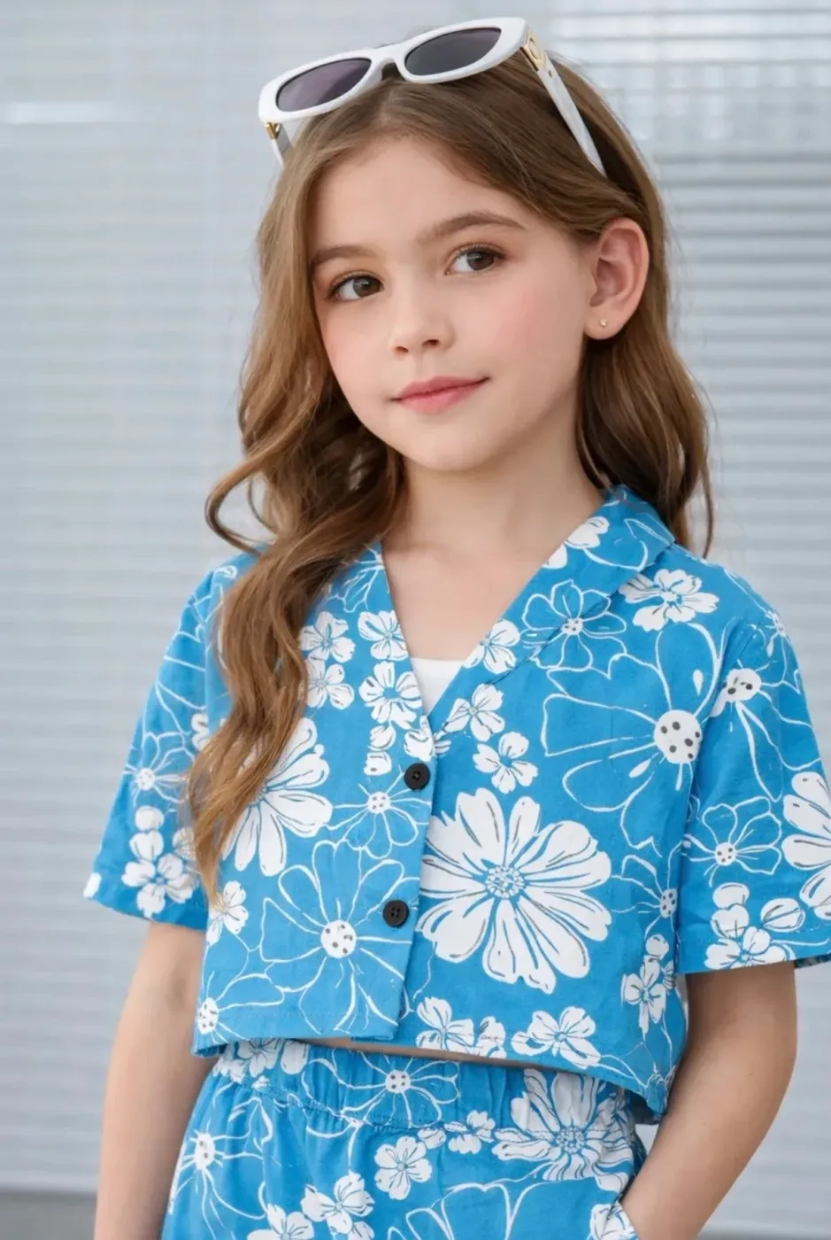 Blue Blossom Floral Girls’ Co-Ord Set 3