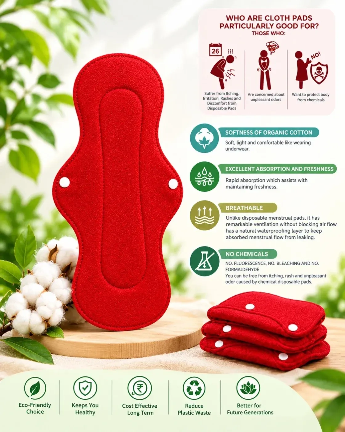 Reusable Cloth periods pad 6 pieces 2