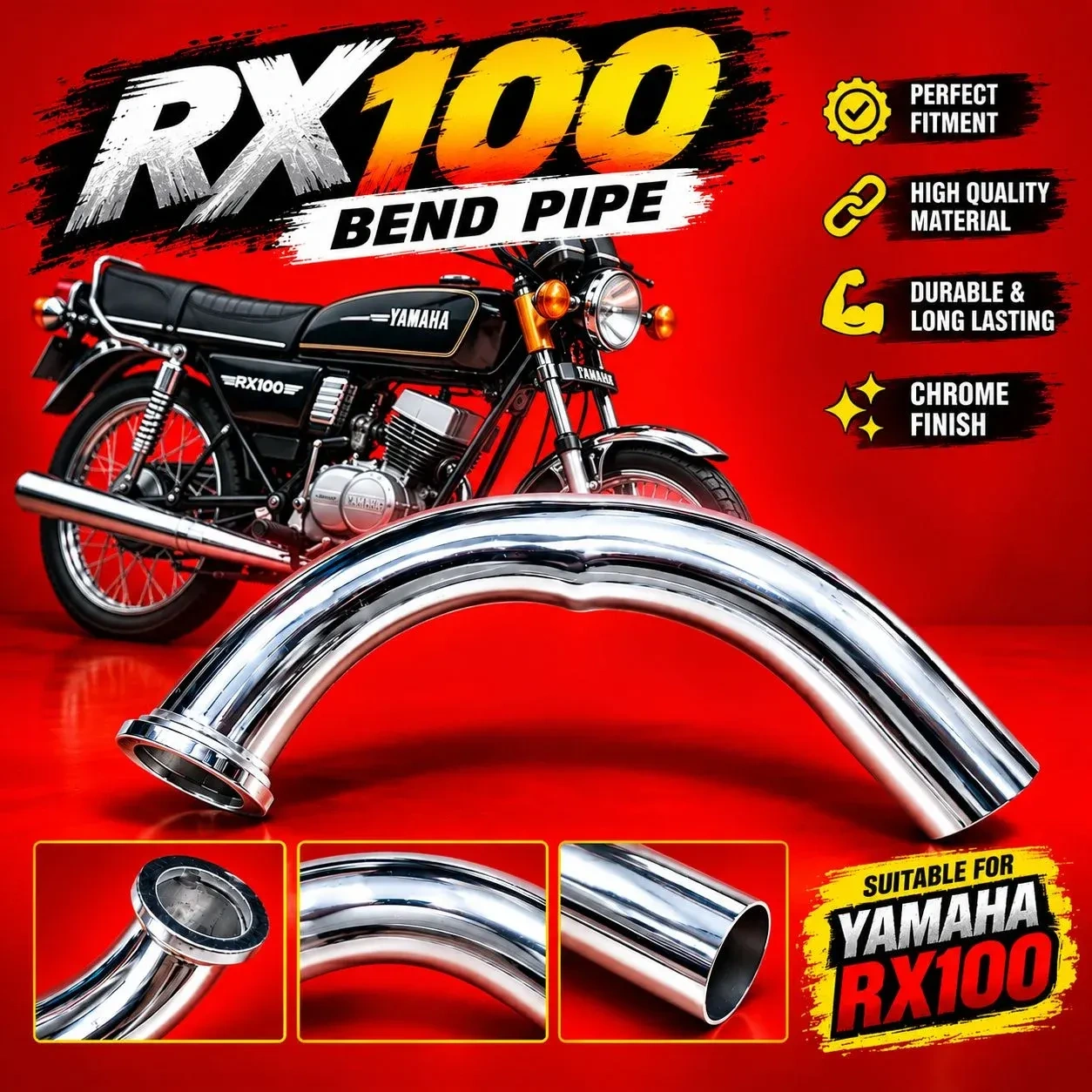 RX100 /RX135 Silencer bent pipe 4