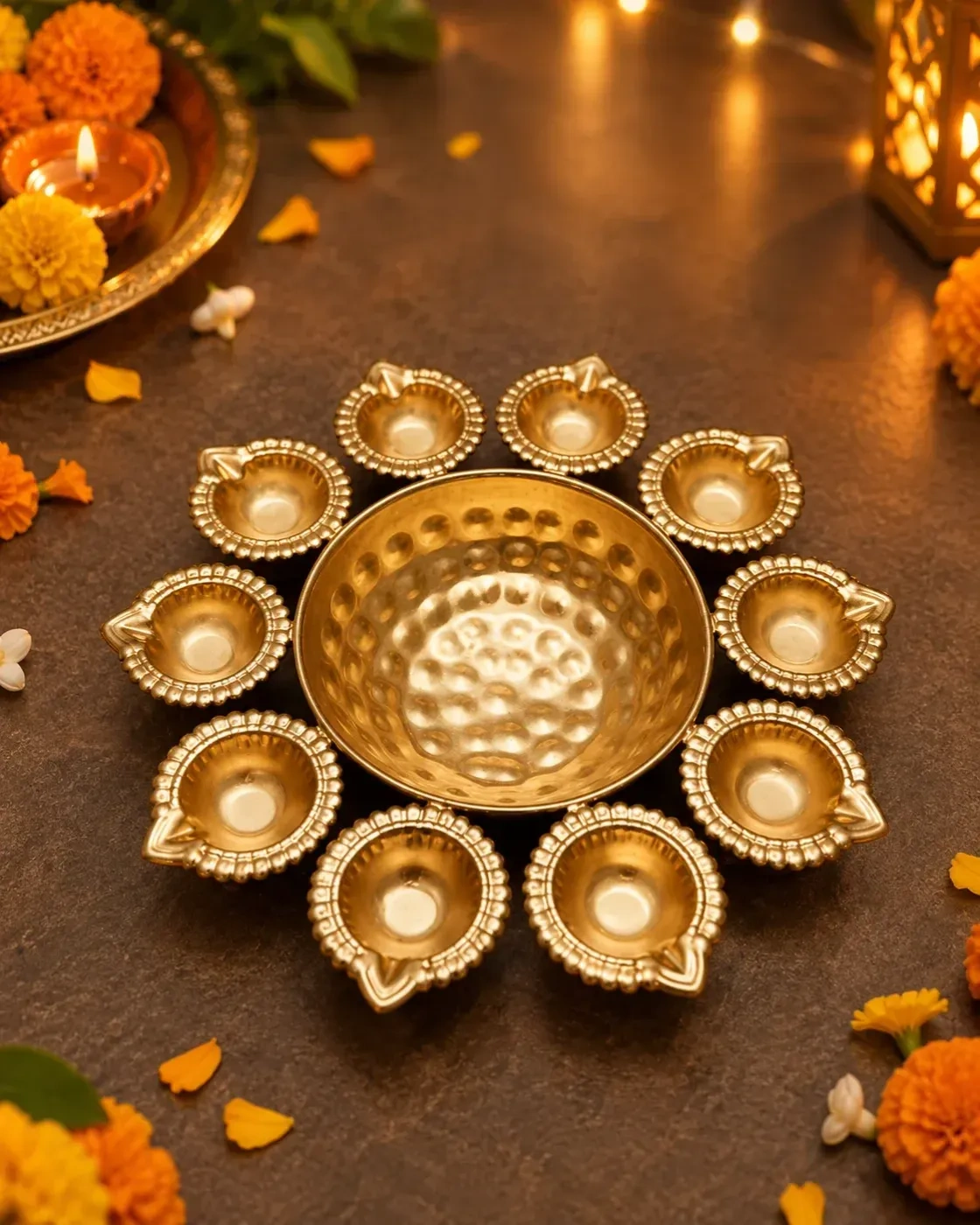 Flower Shape Diya Decorative Urli Bowl 1