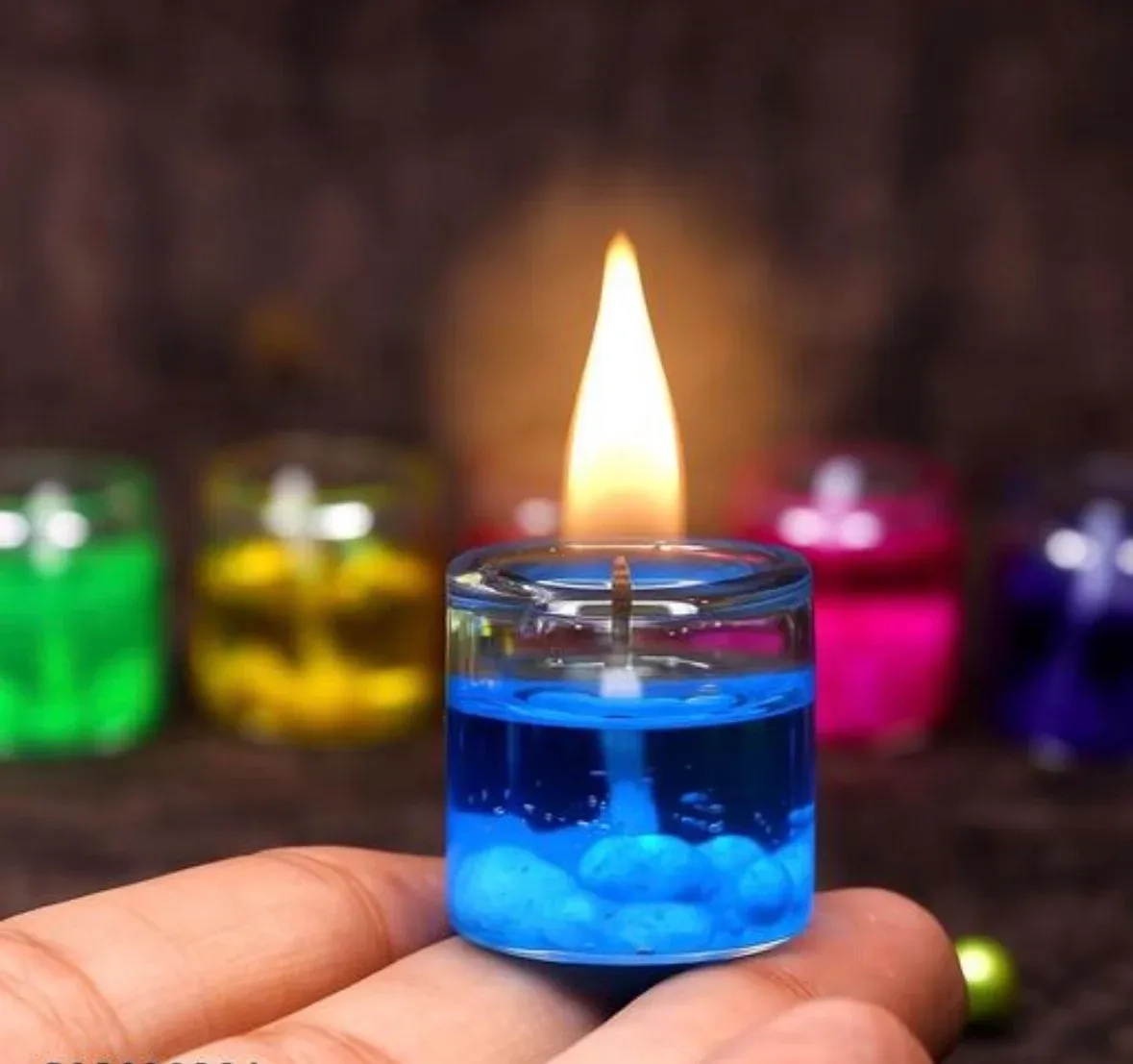 Multicolour Glass Jelly Gel Candles – Pack of 12 2
