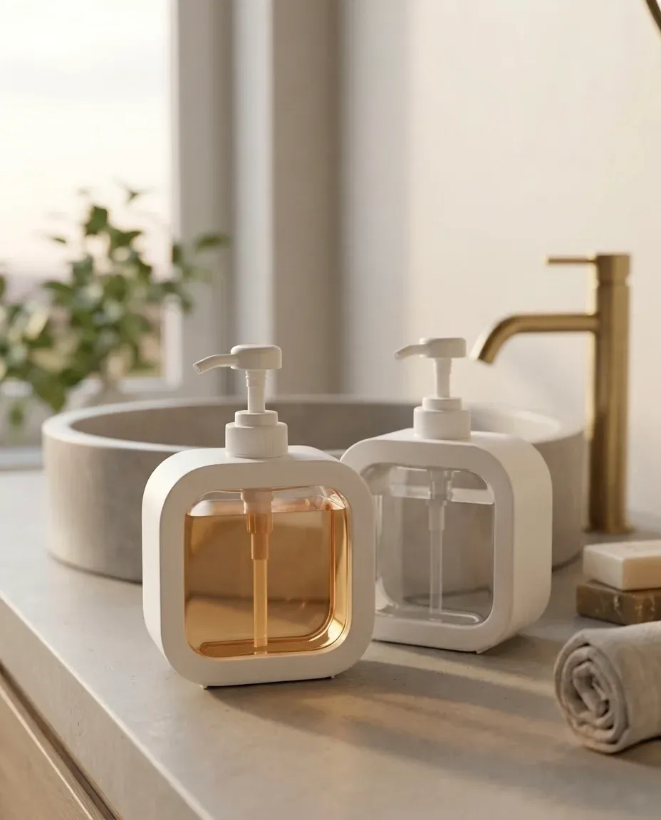 2PCS Modern Plastic Soap Dispenser Bottles (white) 1