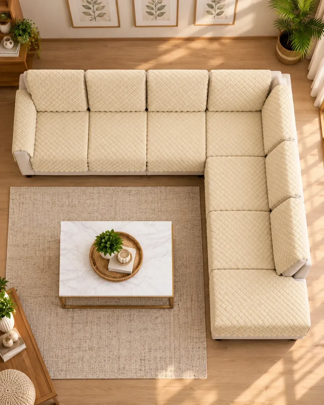 L Shape 7 Seaters Set of 14 Piece sofa cover 2
