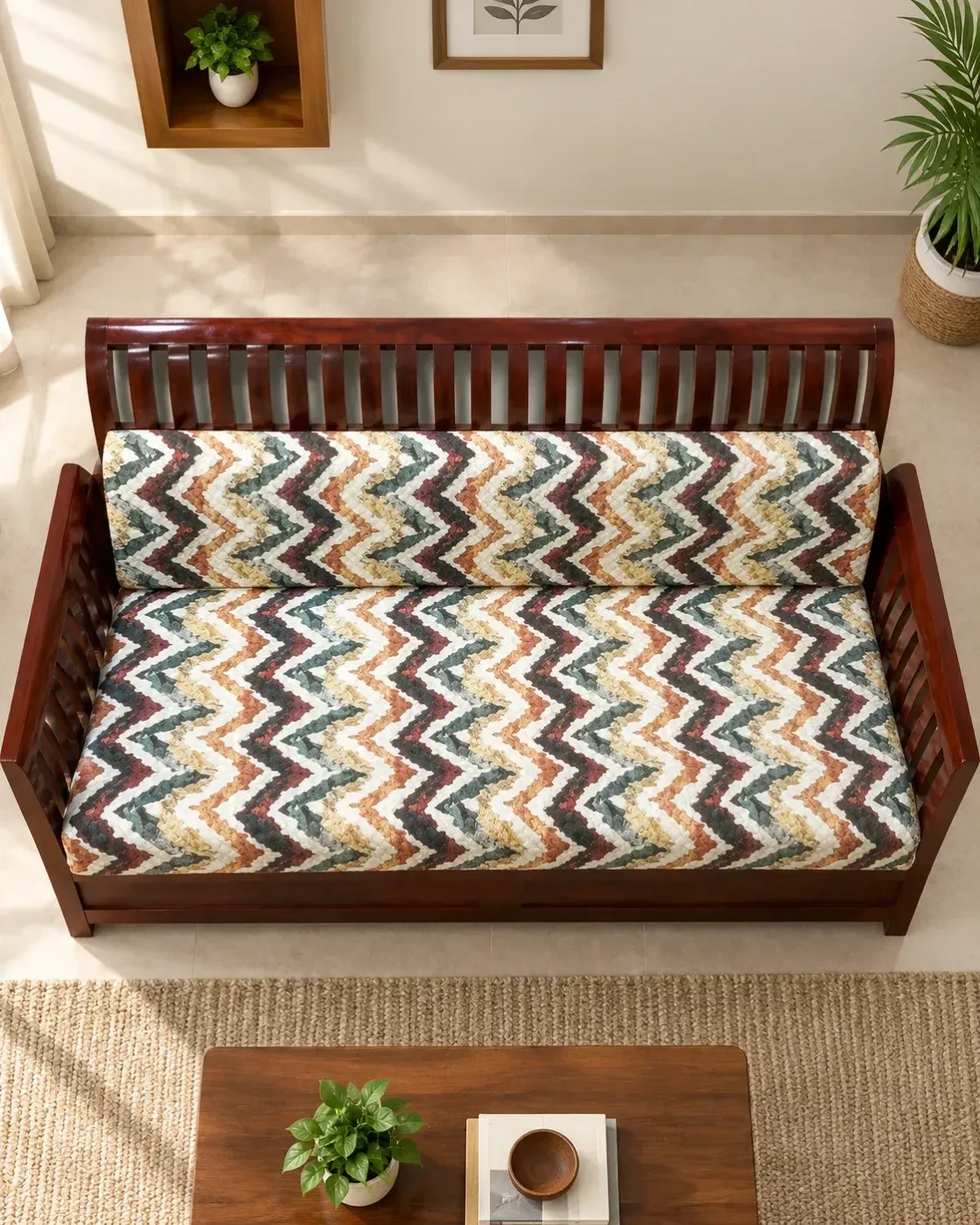 Premium Soft Quilted Velvet Sofa Cover Mat 2