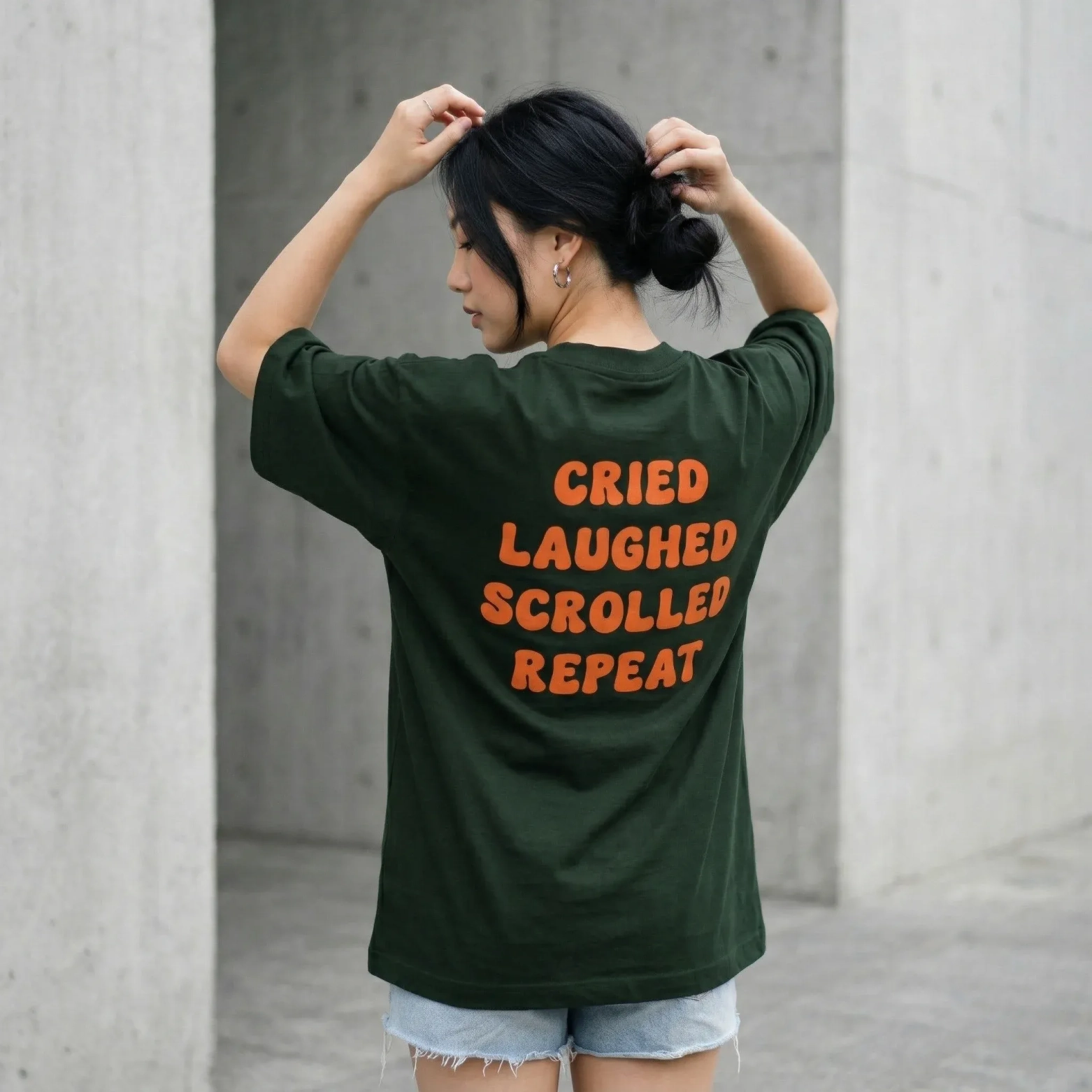 Cried Laughed Scrolled Repeat Oversized T-shirt 2
